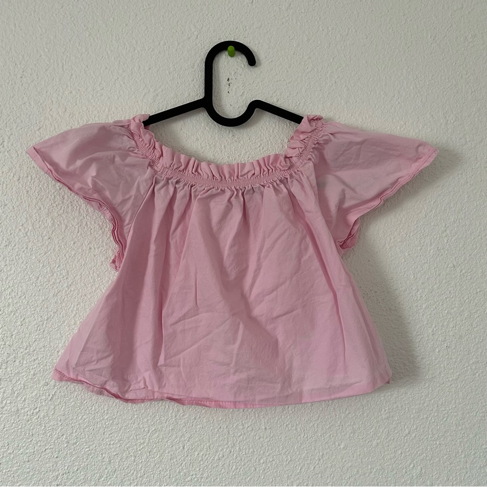 Zara Girls off the shoulder contrast material top Sz 7
